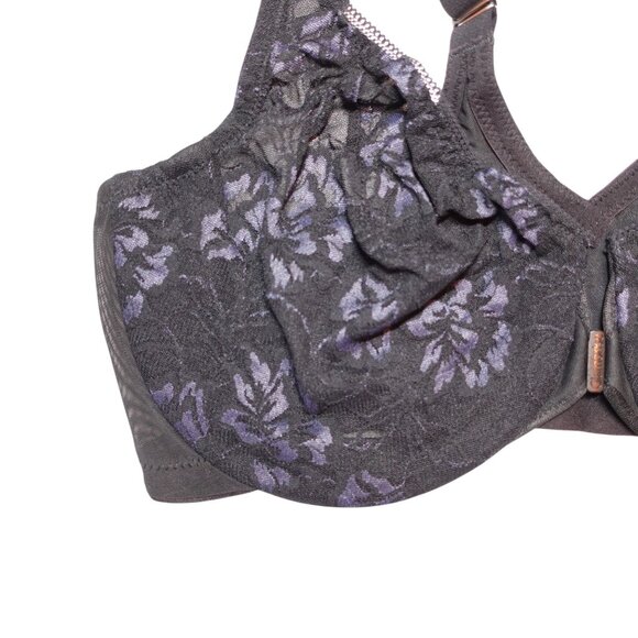 NWT Glamorise Feeling Lacey Front Close Underwire Bra Sz 38DD Black 9246 Stretch - Picture 3 of 5